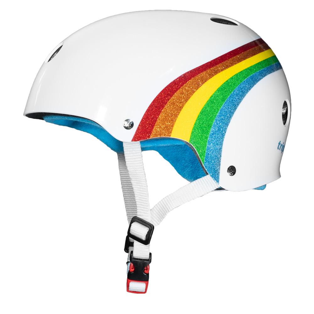 Triple 8 Certified Sweatsaver Helmet - White Rainbow Sparkle / kids XS/S  (one size with 2 liners)