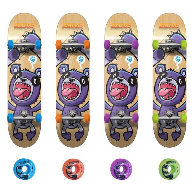SkateXS Purple Panda Beginner Complete Skateboard for Kids