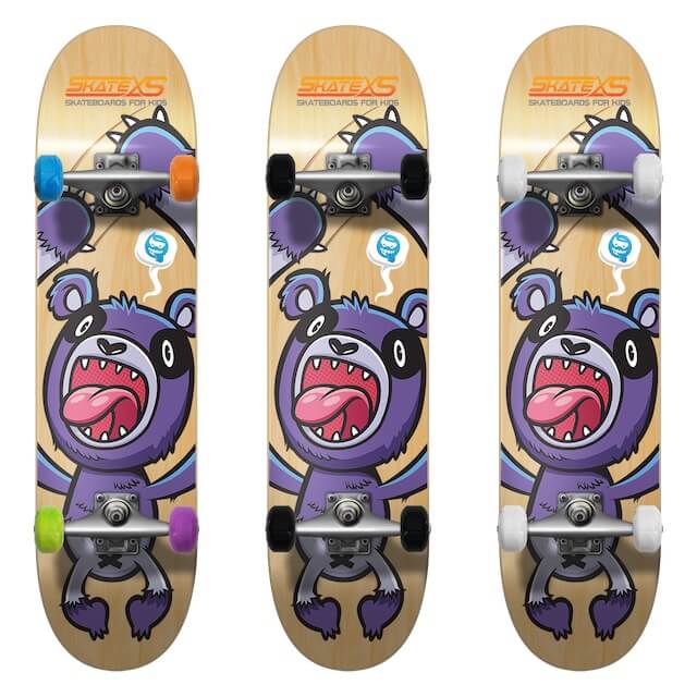 SkateXS Purple Panda Beginner Complete Skateboard for Kids