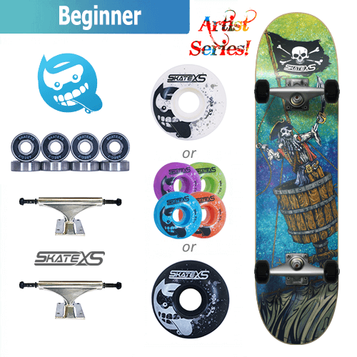 SkateXS Pirate Beginner Skateboard for Kids