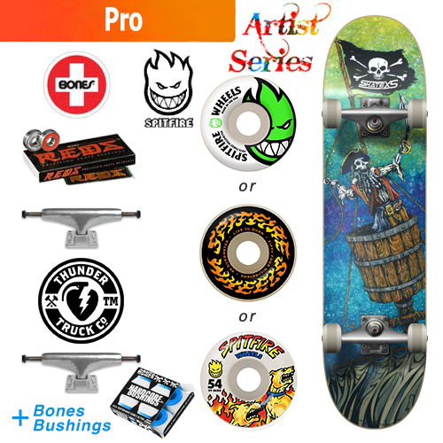 SkateXS Pirate Pro Complete Skateboard for Kids