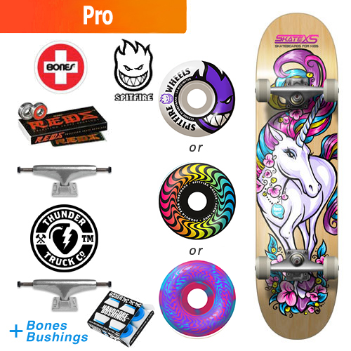 SkateXS Unicorn Pro Skateboard for Kids