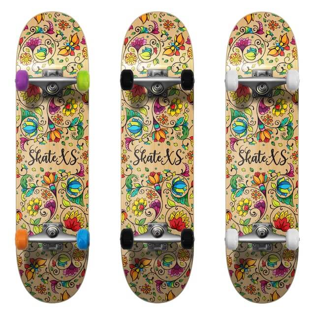 SkateXS Flowers Beginner Complete Skateboard for Kids