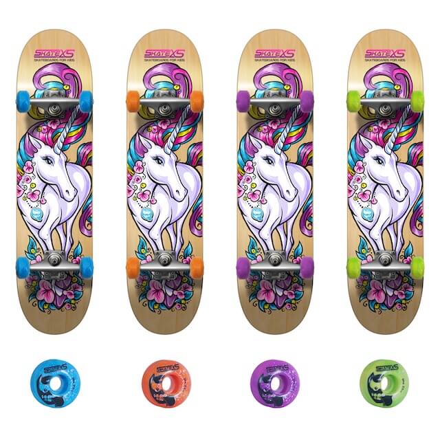 SkateXS Unicorn Beginner Skateboard for Girls Age 5-12